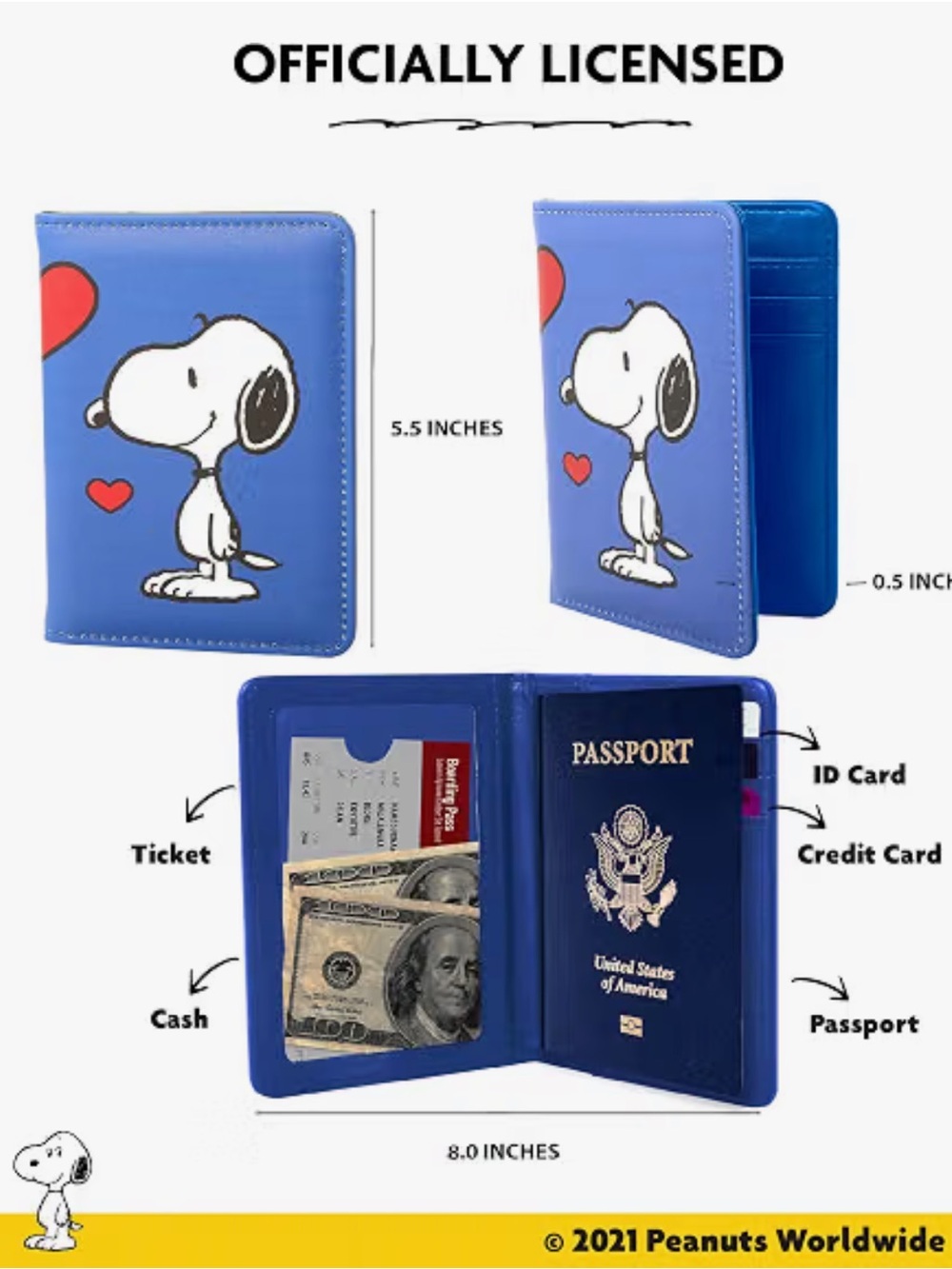 Peanuts Passport Holder / Snoopy Passport Holder - Picture 4 of 4
